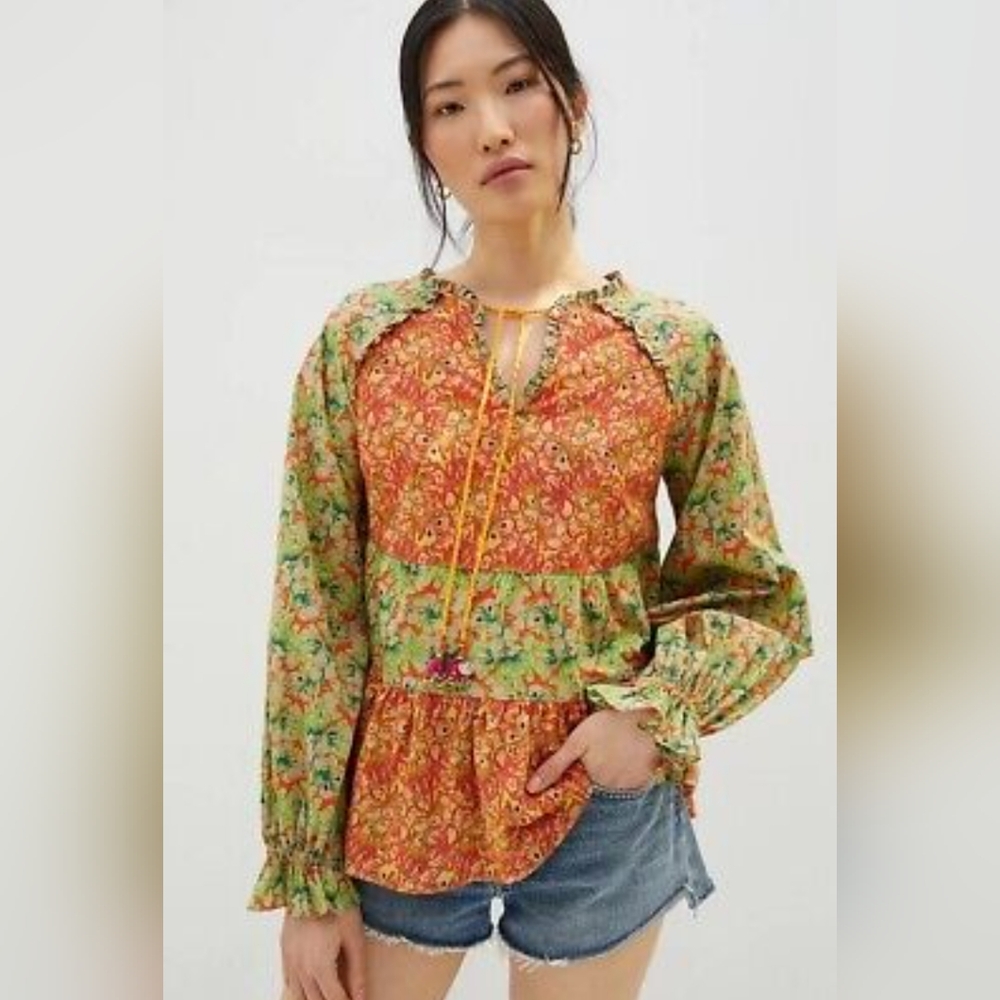 Roopa Pemmaraju for Anthropologie NWT bright floral top sz XS